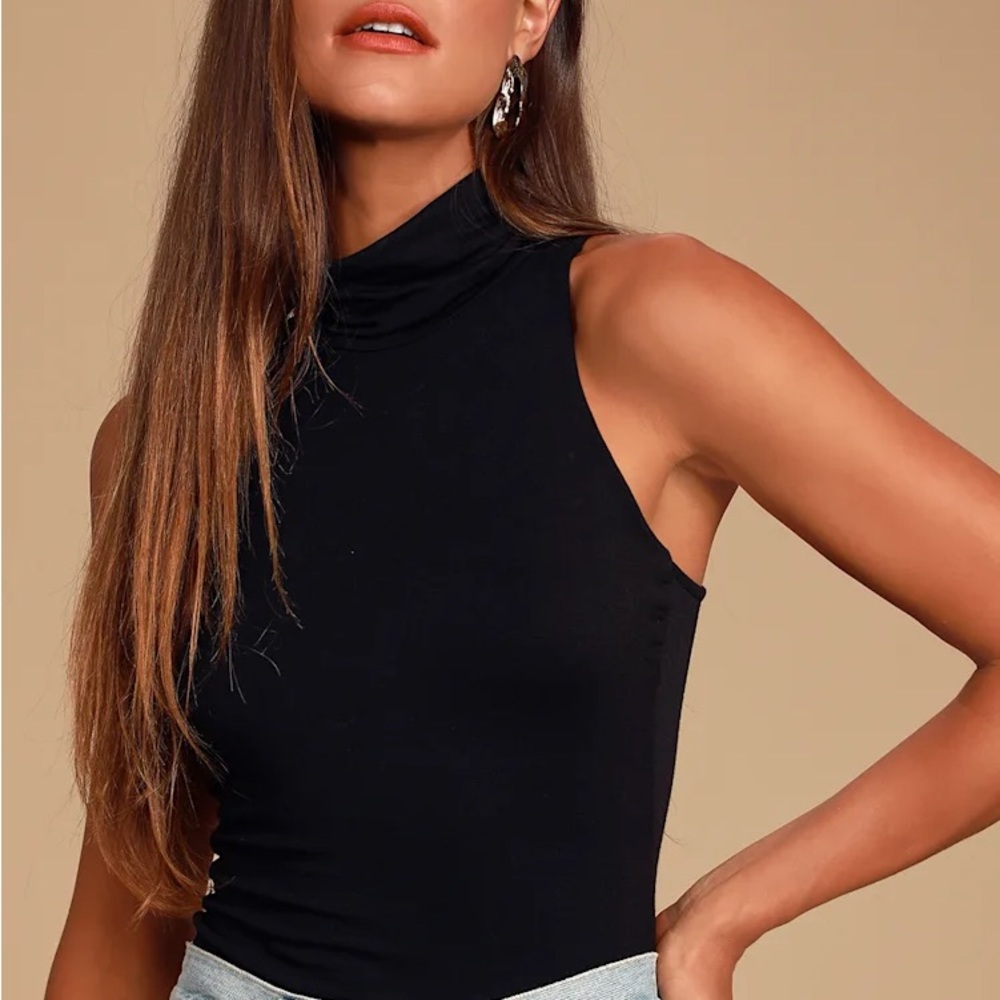 Lulus Mock Neck Tank Top - Black